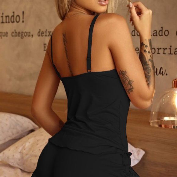 Black Sweet Lace Sleepwear Set - Picture 7 of 16